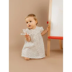 Noukie's                    Robe avec bloomer Little blue flower    Blanc            3 mois
