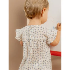 Noukie's                    Robe avec bloomer Little blue flower    Blanc            3 mois