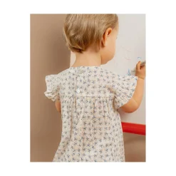 Noukie's                    Robe avec bloomer Little blue flower    Blanc            3 mois