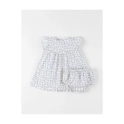 Noukie's                    Robe avec bloomer Little blue flower    Blanc            3 mois
