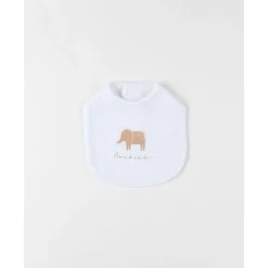 Noukie's Set 3 bavoirs mousseline M&m25 Elephants Blanc 20x35 cm