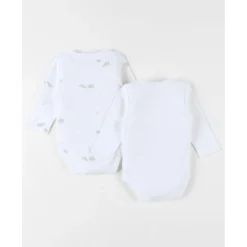 Noukie's Set 2 bodys croisés longues manches Bali & Moka Ecru 0 mois