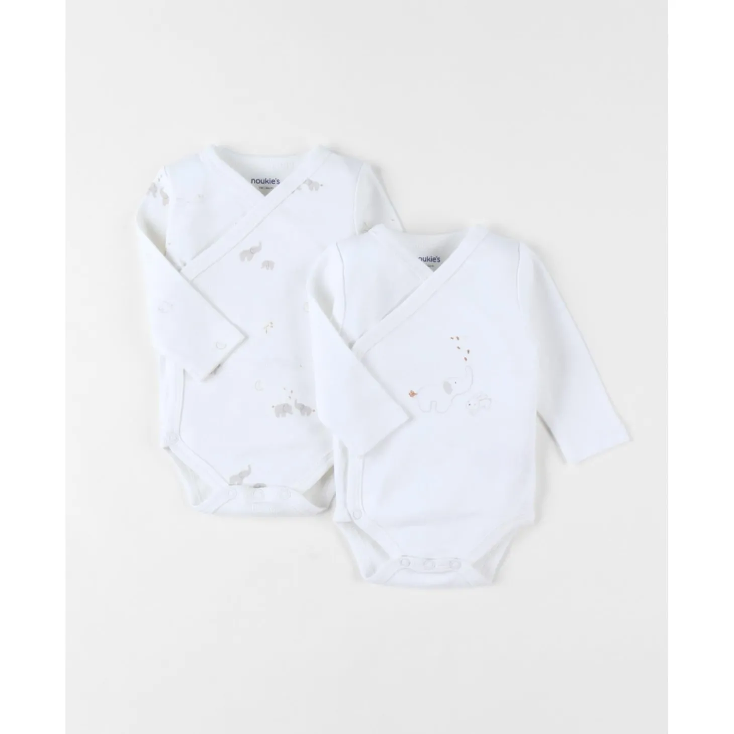 Noukie's Set 2 bodys croisés longues manches Bali & Moka Ecru 0 mois