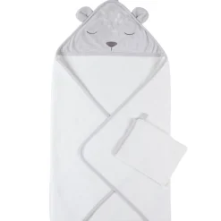 Noukie's Set de bain veloudoux et éponge Babou et Kendi Gris
