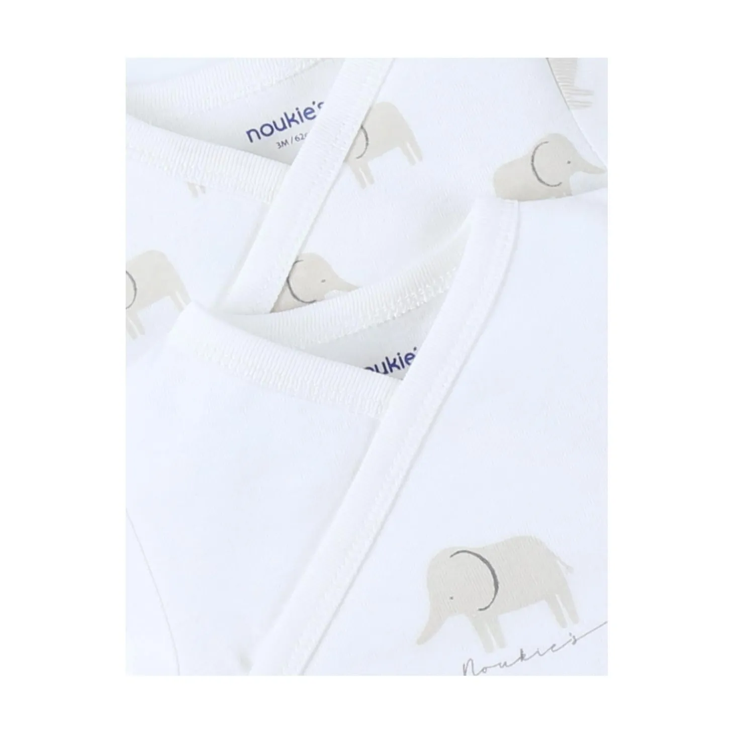 Noukie's Set de 2 bodys croisés manches courtes Wild jungle Blanc 1 mois