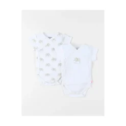 Noukie's Set de 2 bodys croisés manches courtes Wild jungle Blanc 1 mois