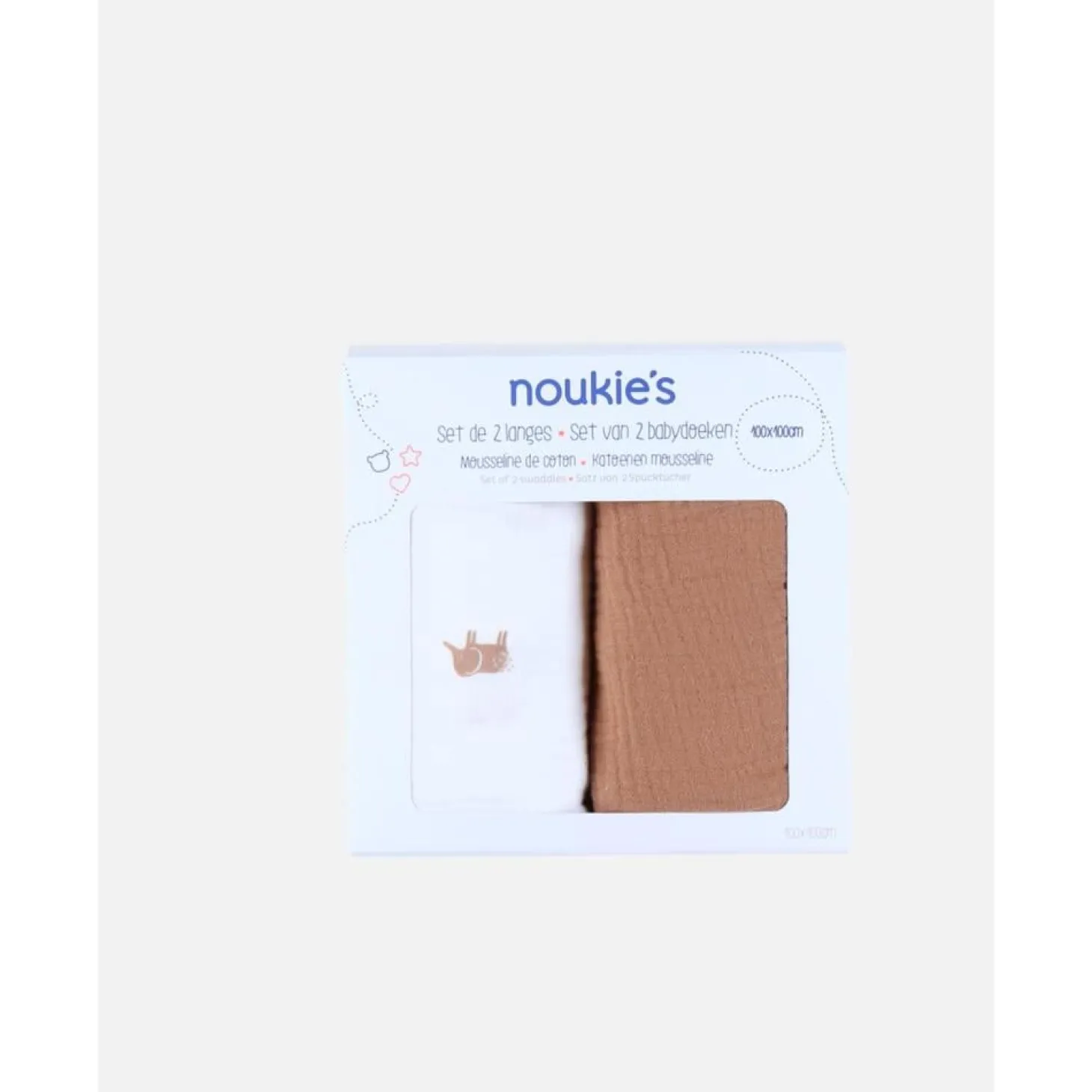 Noukie's Set de 2 langes M&m25 Elephants Ecru 100x100 cm