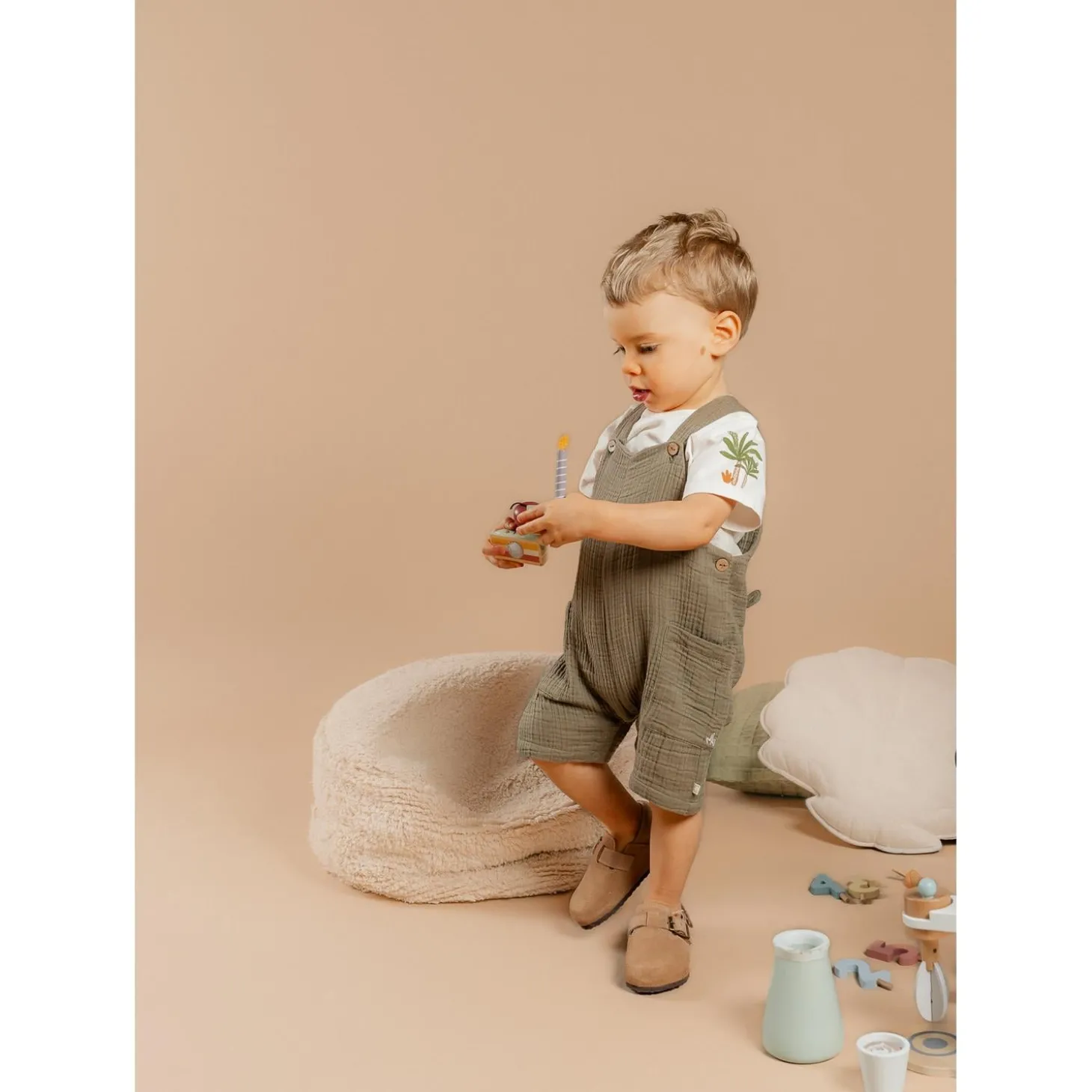 Noukie's Set salopette avec t-shirt Cute gorilla Blanc 12 mois