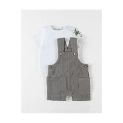 Noukie's Set salopette avec t-shirt Cute gorilla Blanc 12 mois