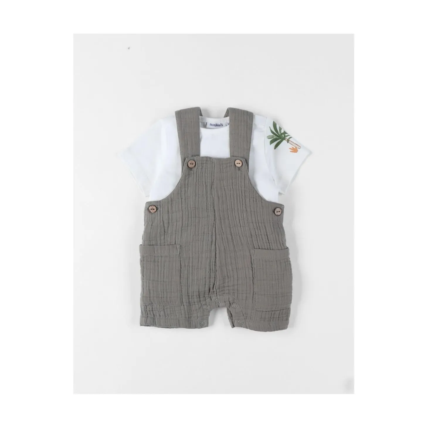 Noukie's Set salopette avec t-shirt Cute gorilla Blanc 12 mois