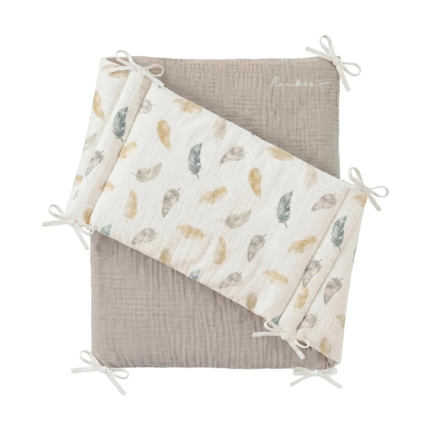 Noukie's Tour de lit Coton Bio Plumes de Lune Beige