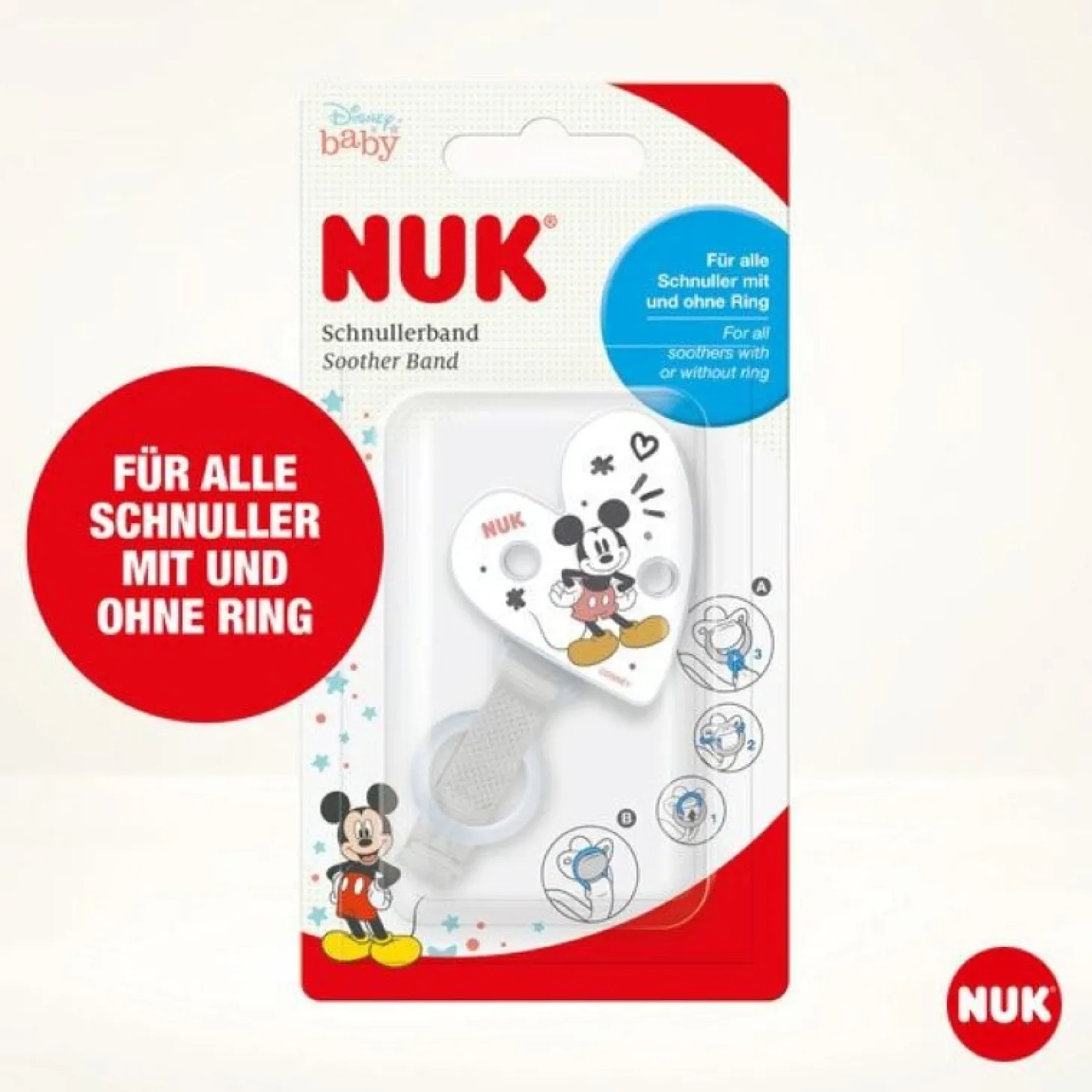 Nuk 1 Attache-sucette Mickey