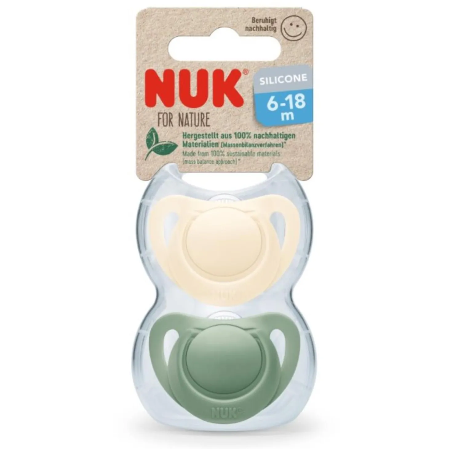 Nuk 2 Sucettes Nuk for nature silicone Vert 6-18 mois