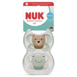 Nuk                    2 Sucettes Perfect Match Air    Grenouille/Ours            0-6 mois