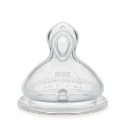 Nuk 2 Tétines FC+ Perçage Flow Control silicone Transparent 06-18 mois