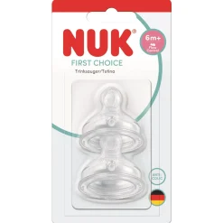 Nuk                    2 Tétines FC+ Perçage Flow Control silicone    Transparent            06-18 mois