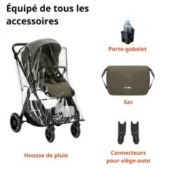 Nurse Duo poussette convertible Wander C + coque Wander carrier Green