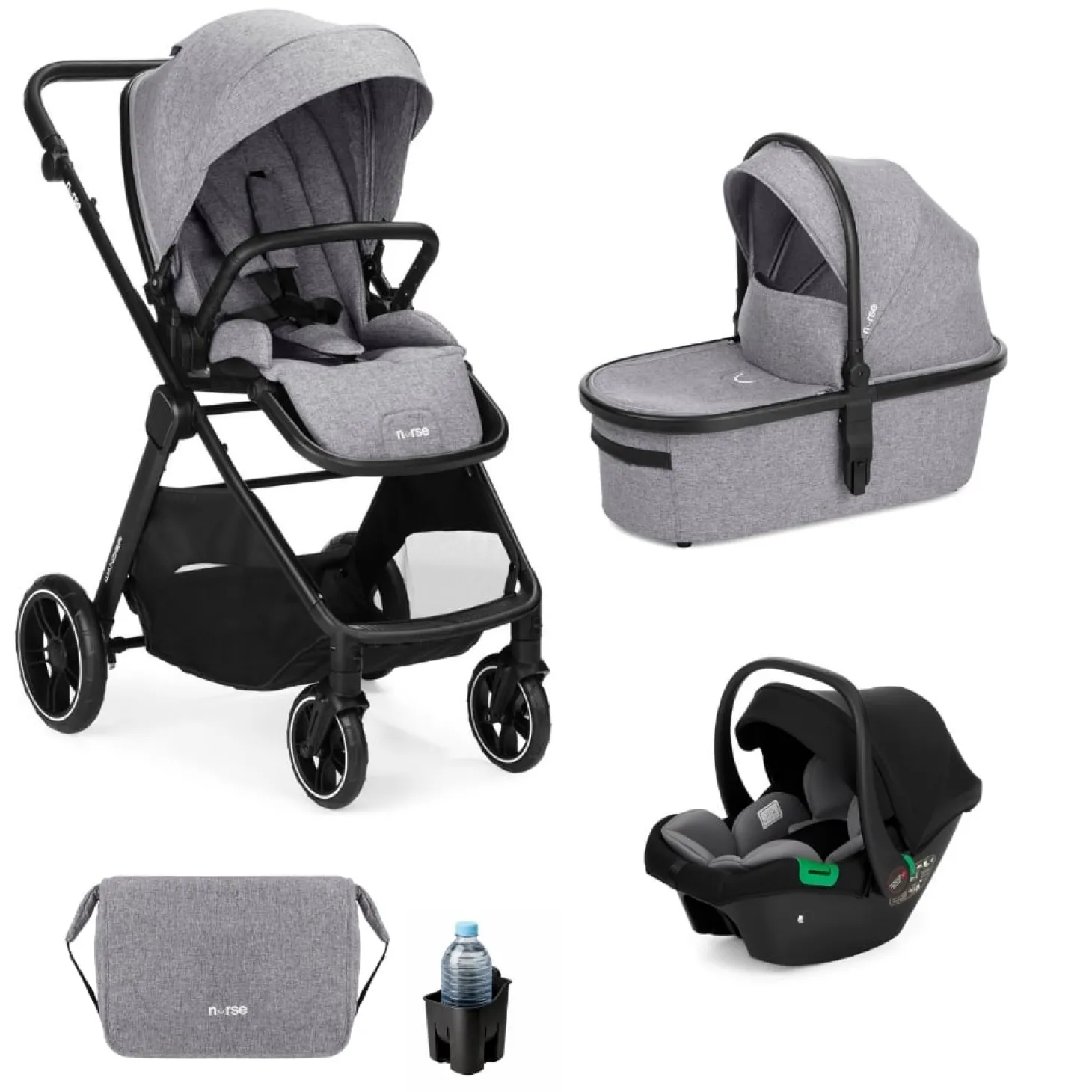 Nurse Trio poussette Wander nacelle + coque Iron