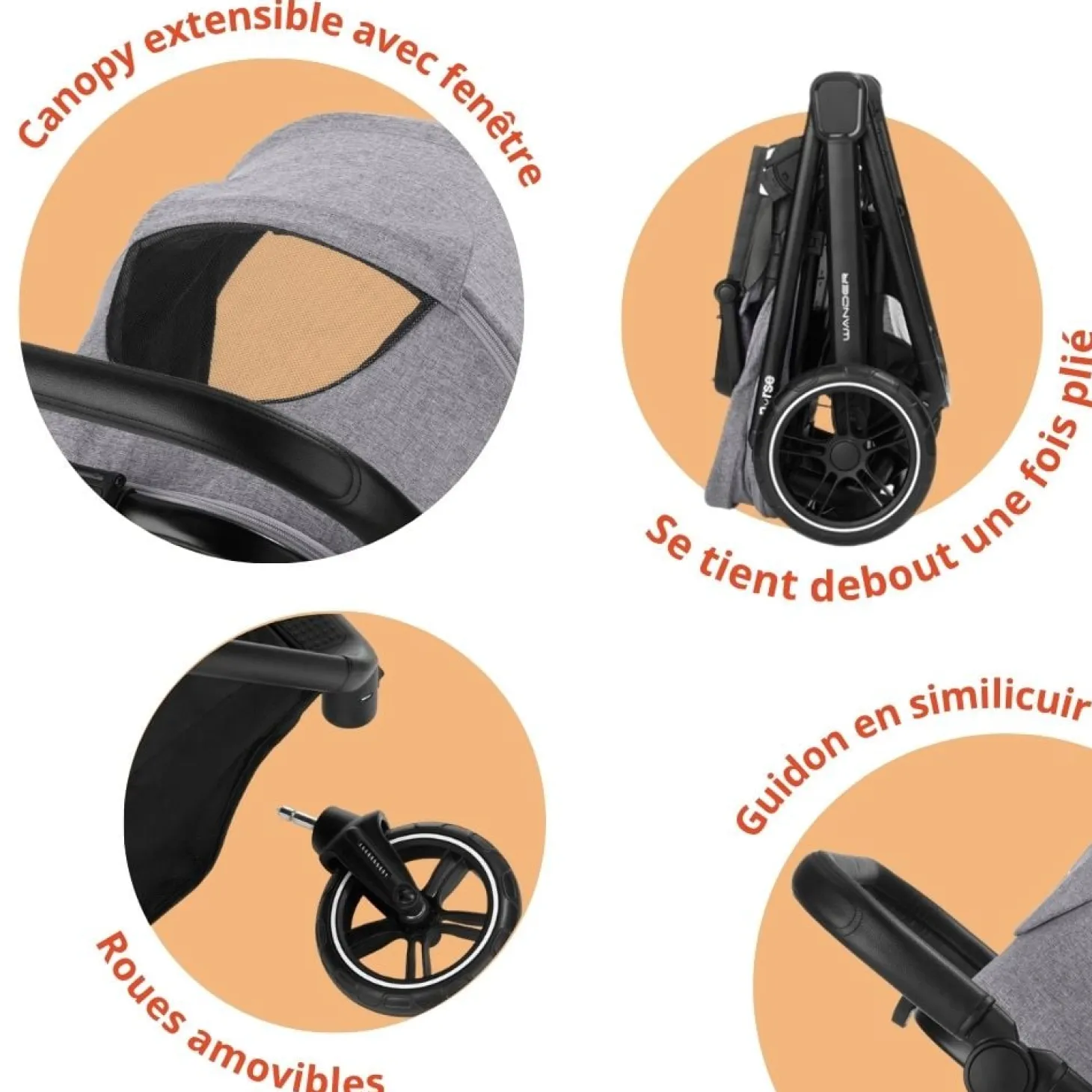 Nurse Trio poussette Wander nacelle + coque Iron
