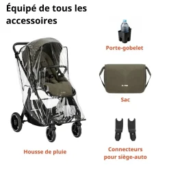 Nurse Trio poussette Wander nacelle + coque Green