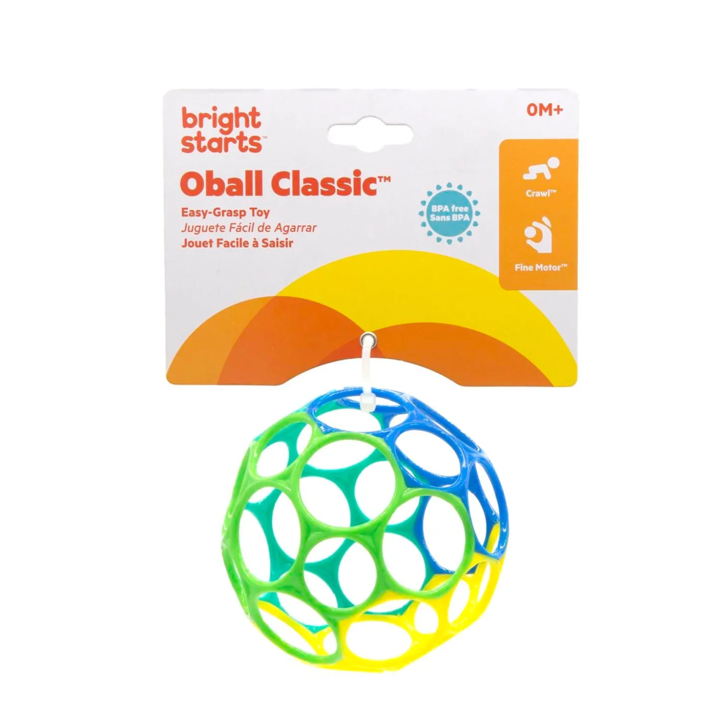 Oball Hochet balle souple Bleu/Vert/Jaune 10 cm