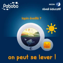 Pabobo Veilleuse indicatrice de réveil Moon Blanc
