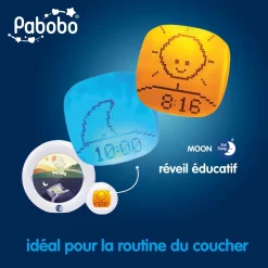 Pabobo Veilleuse indicatrice de réveil Moon Blanc