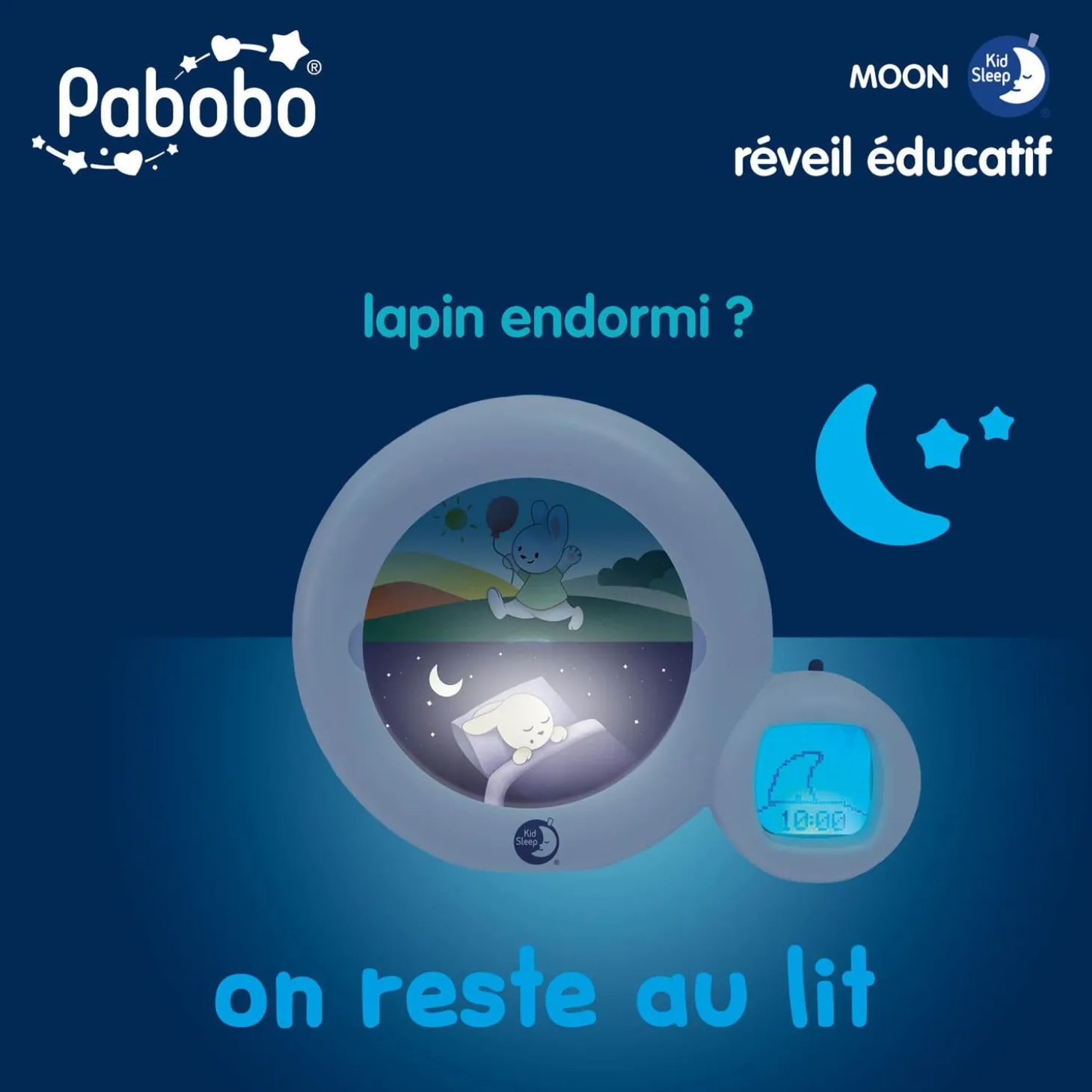 Pabobo Veilleuse indicatrice de réveil Moon Blanc