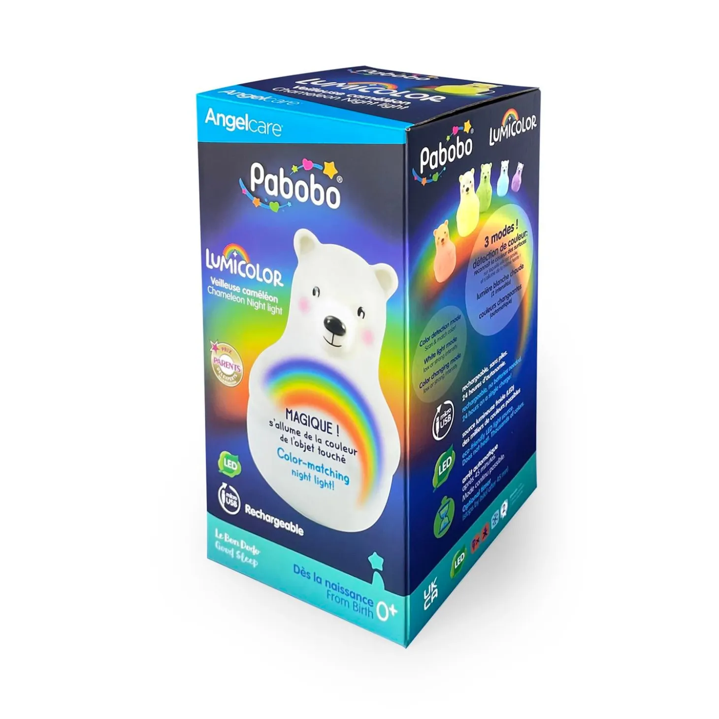 Pabobo Veilleuse Ours Lumicolor Blanc