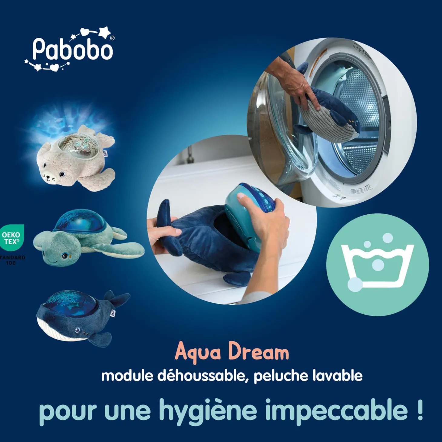 Pabobo Veilleuse projecteur Aqua Dream Baleine Bleu Canard