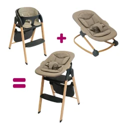 Pack Chaise Haute Grow with me Gris sombre + Transat Grow With Me Gris sombre                            de Bo Jungle