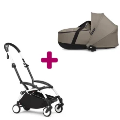 Pack chassis poussette YOYO³ Blanc + nacelle YOYO³ Taupe                            de Stokke