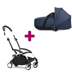 Pack chassis poussette YOYO³ Blanc + nacelle YOYO³ Bleu Marine                            de Stokke