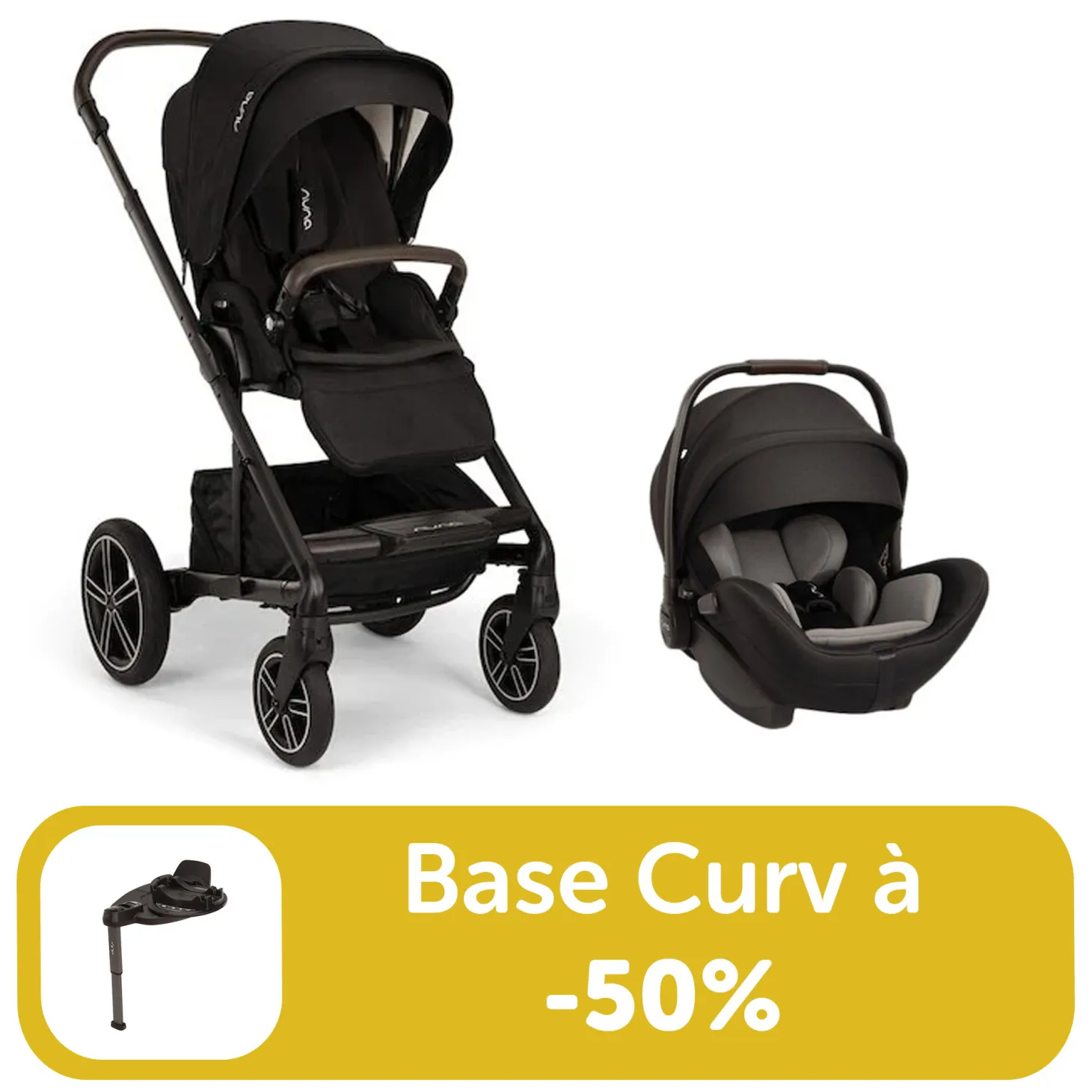 Pack duo poussette Mixx next Caviar + arra flex + base curv à -50% de Nuna