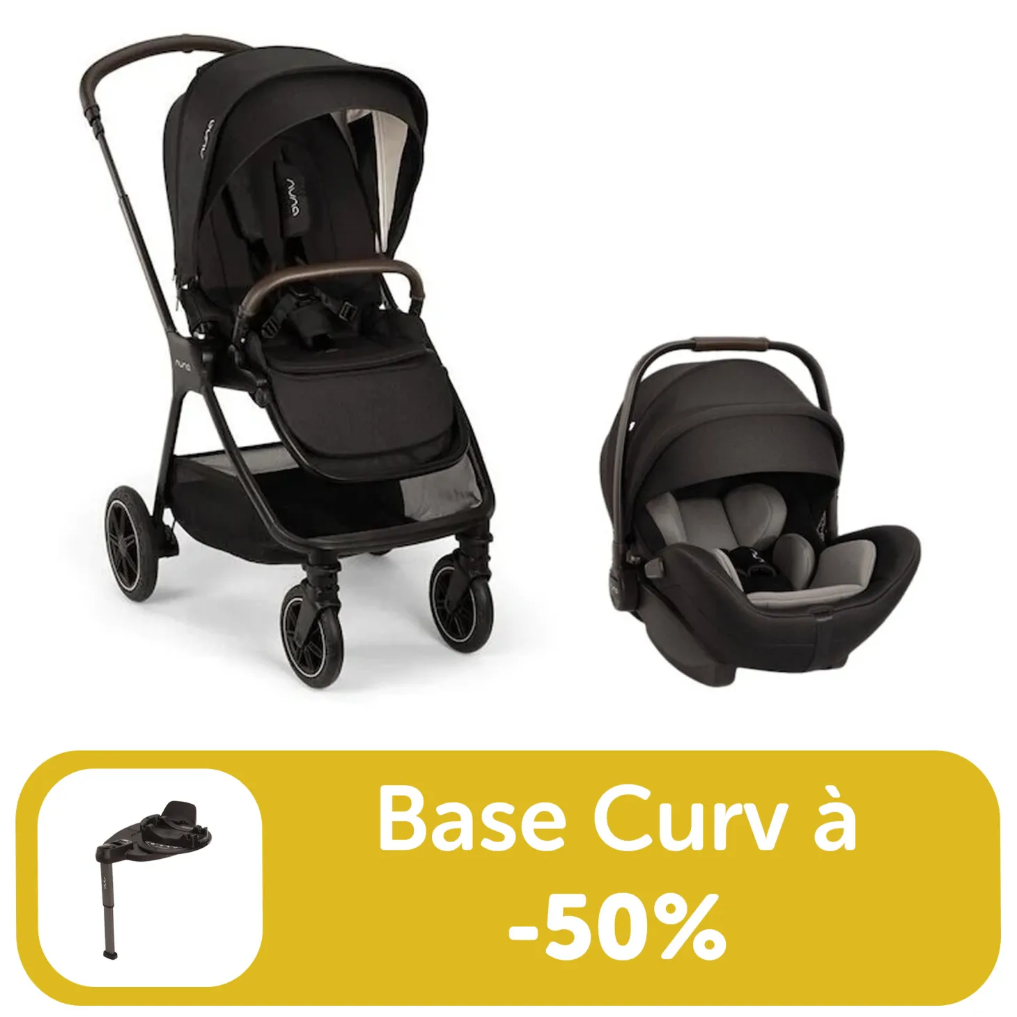 Pack duo poussette Triv next Caviar + Arra flex + base curv à -50% de Nuna