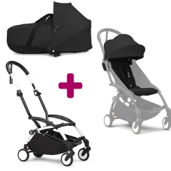 Pack Poussette duo chassis YOYO³ Blanc + pack 6+ YOYO³ Noir + nacelle YOYO³ Noir                            de Stokke