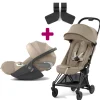 Pack Poussette Duo Coya Châssis Matt Black et Siège Cozy Beige + adaptateurs + coque Cloud T i-size Cozy Beige                            de Cybex