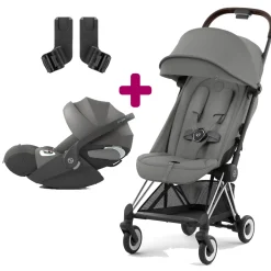 Pack Poussette duo Coya Mirage Grey + coque Cloud T i-size Mirage Grey + adaptateurs coque                            de Cybex