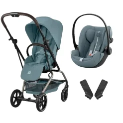 Pack Poussette duo Eezy S Twist +2 Stormy Blue Cadre Taupe + coque Cloud G tissu plus Stormy Blue                            de Cybex