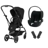 Pack Poussette duo Eezy S Twist +2 Magic Black Cadre Noir + coque Cloud T tissu plus Sepia Black                            de Cybex