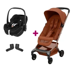 Pack Poussette Duo Fame Cabin Copper terra + adaptateurs coque + coque Pebble 360 pro Twillic Black                            de Maxi Cosi