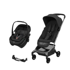 Pack Poussette Duo Fame Cabin Onyx Black + adaptateurs coque Coral + coque Coral Onyx Black                            de Maxi Cosi