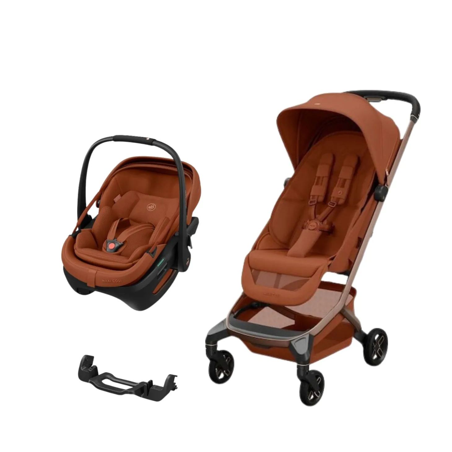 Pack Poussette Duo Fame Cabin Copper terra + adaptateurs coque Coral + coque Coral Copper Terra de Maxi Cosi