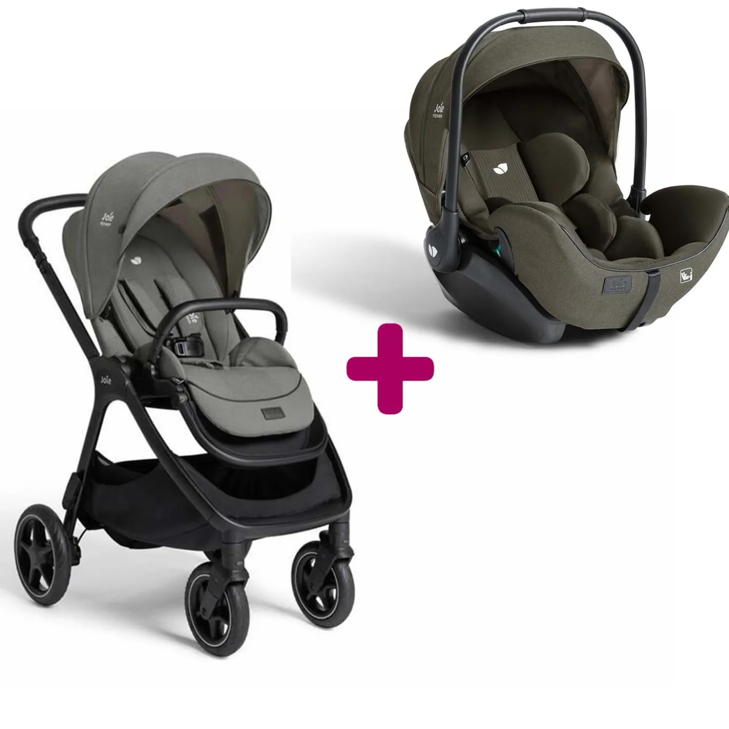 Pack poussette duo Finiti Evergreen + coque I-Level Pro Evergreen de Joie