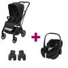 Pack Poussette Duo Léona 2 Twillic Black + adaptateurs coque + coque Pebble 360 pro 2                            de Maxi Cosi