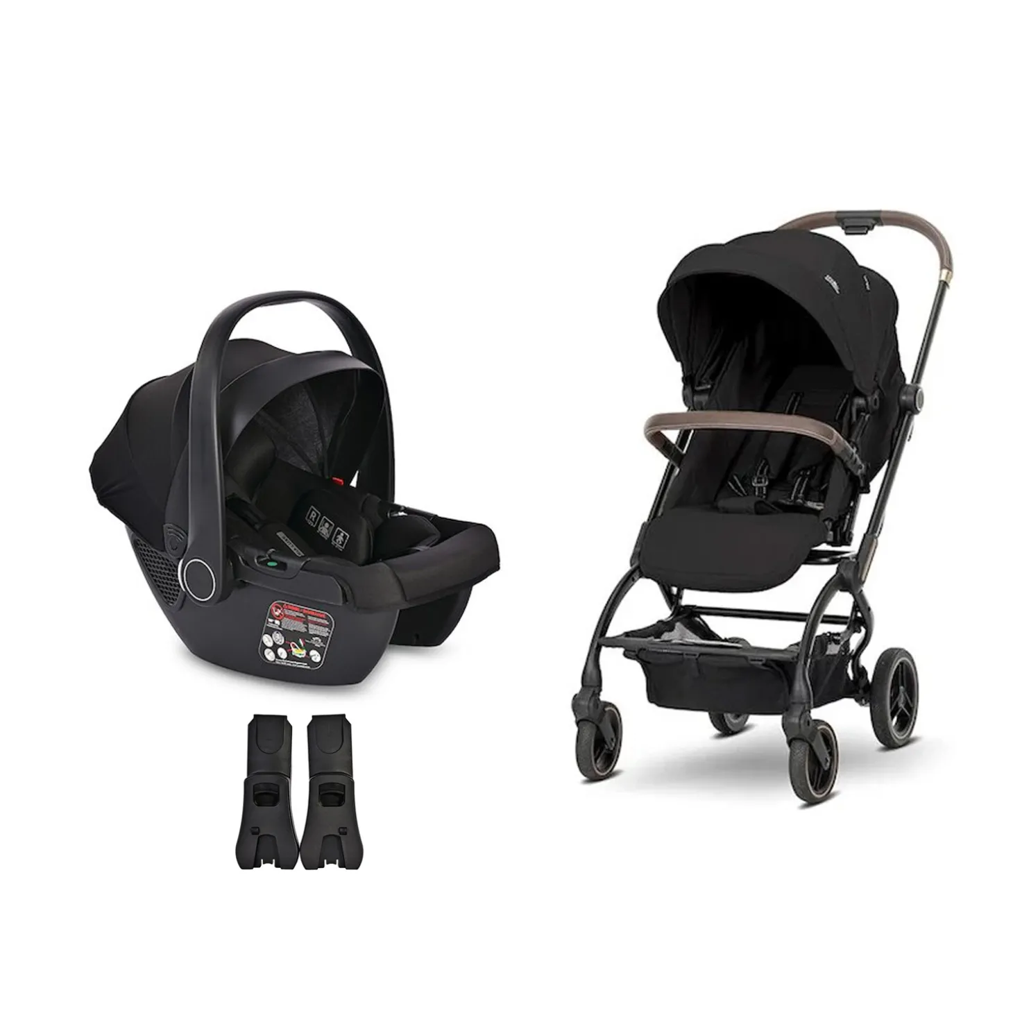 Pack Poussette Duo Makaya avec coque Aria Lux noir de Lorelli