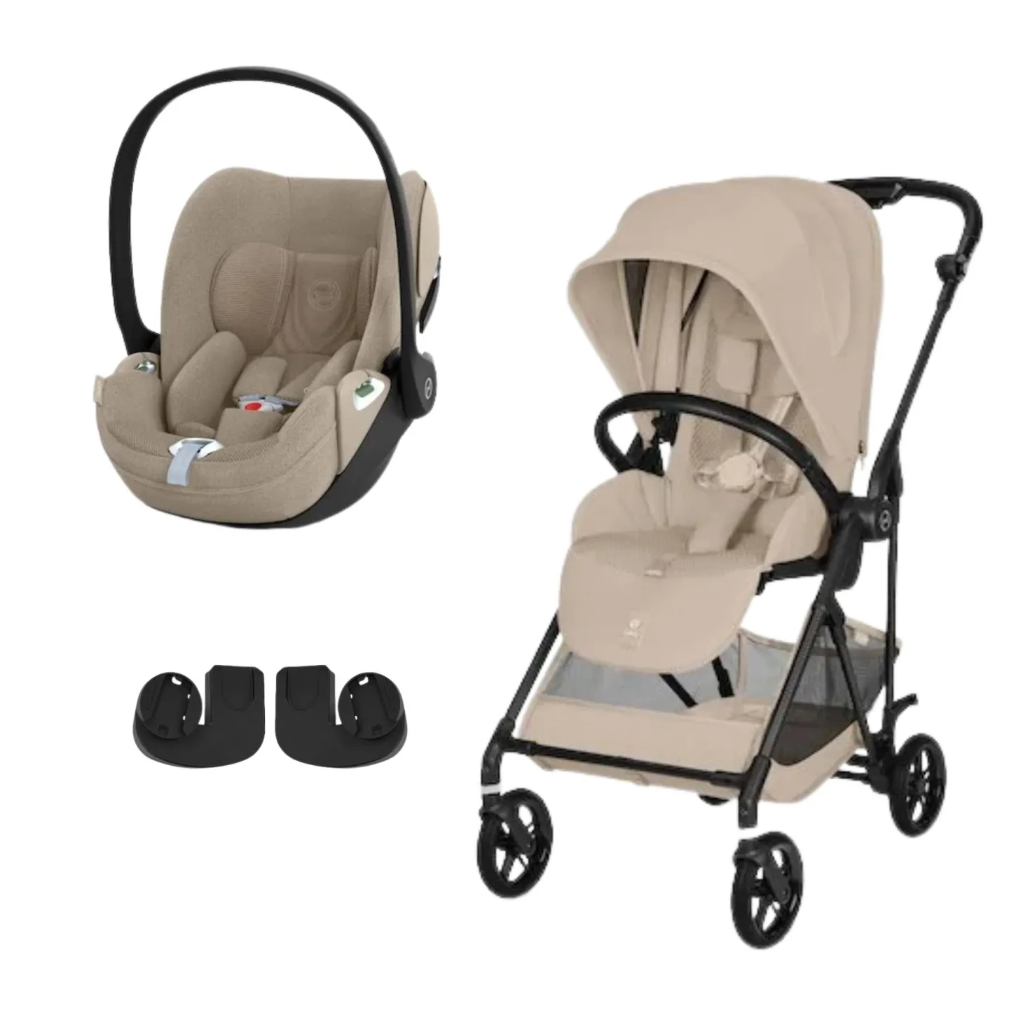 Pack Poussette duo Melio Almond Beige + coque Cloud T tissu plus Cozy Beige de Cybex