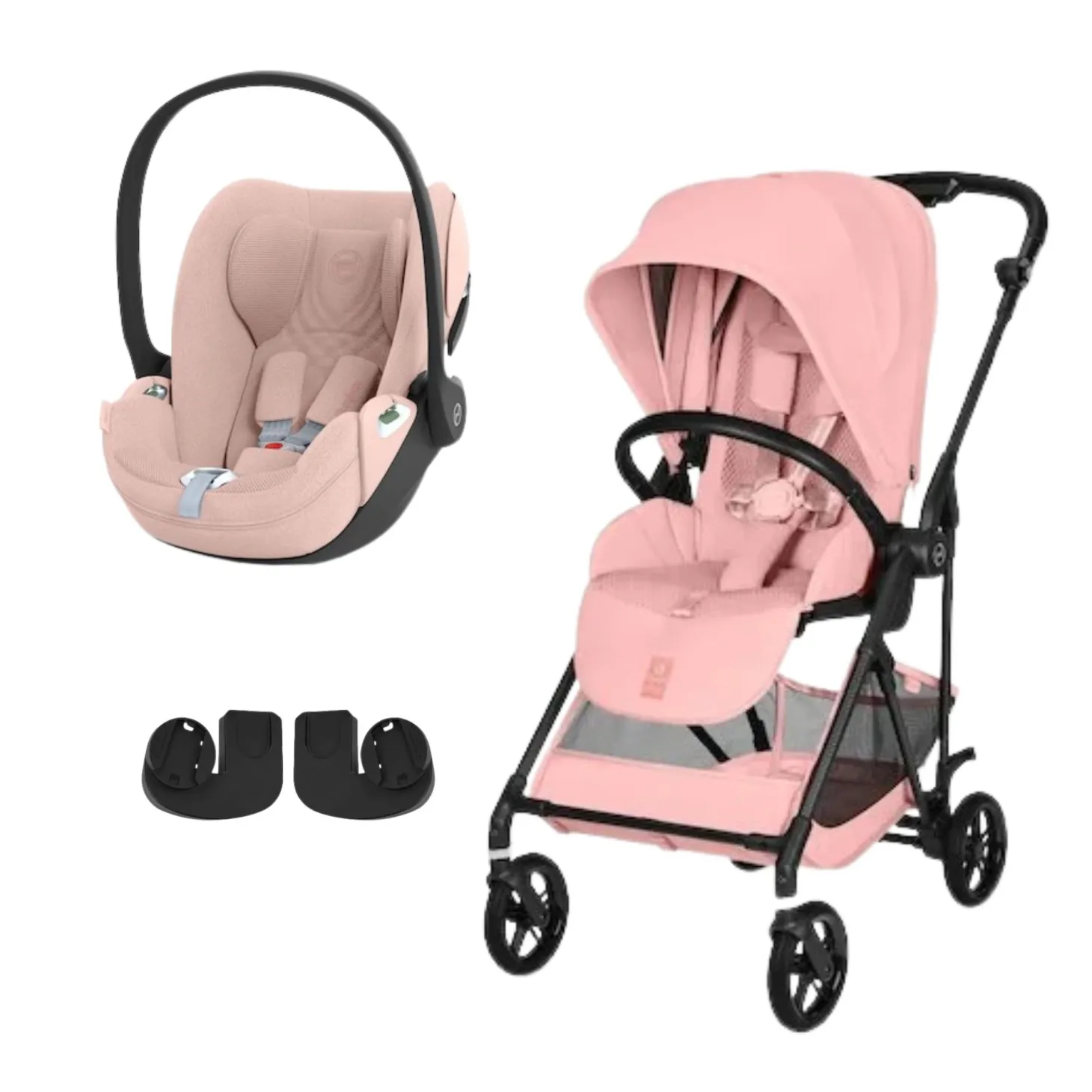 Pack Poussette duo Melio Candy Pink + coque Cloud T tissu plus Peach Pink de Cybex