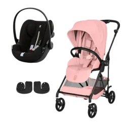 Pack Poussette duo Melio Candy Pink + coque Cloud G tissu plus Moon Black                            de Cybex