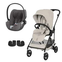 Pack Poussette duo Melio Dune Grey + coque Cloud T tissu plus Mirage Grey                            de Cybex